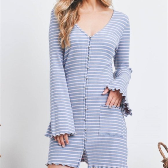 Boho Striped Long sleeve Dress - Picture 4 of 8